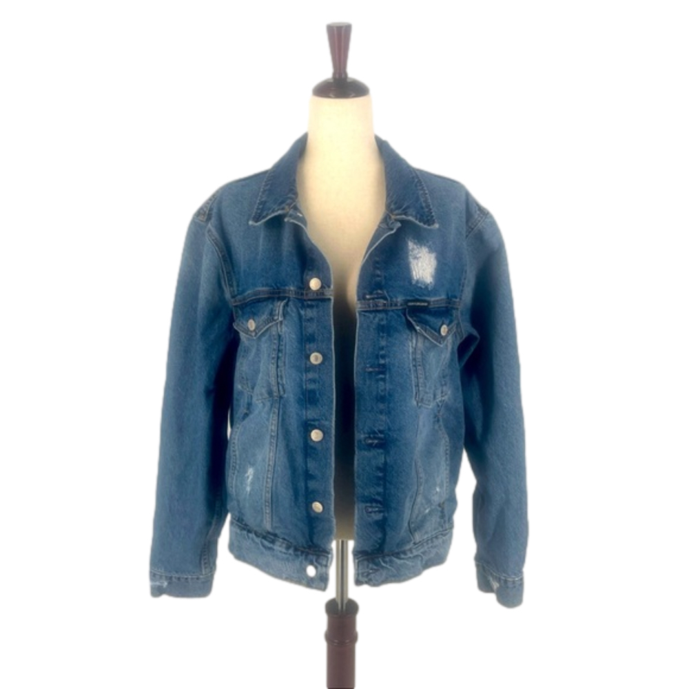 CALVIN KLEIN JEANS- Distressed Jean Jacket